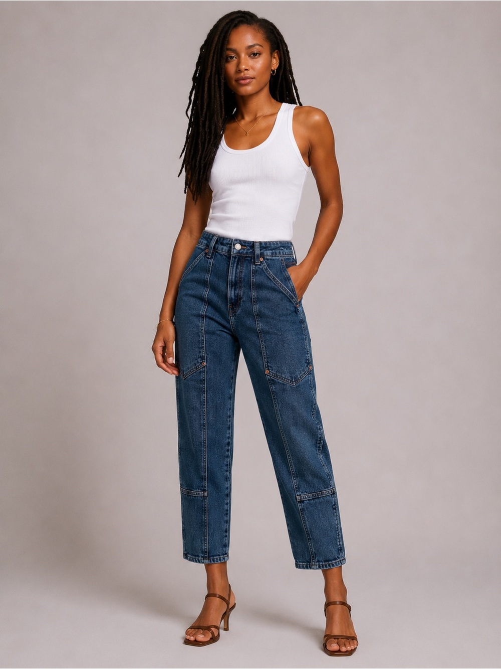 Old Navy High Rise O.G. Straight Secret Smooth Pockets Jeans in Dark Blue Wash